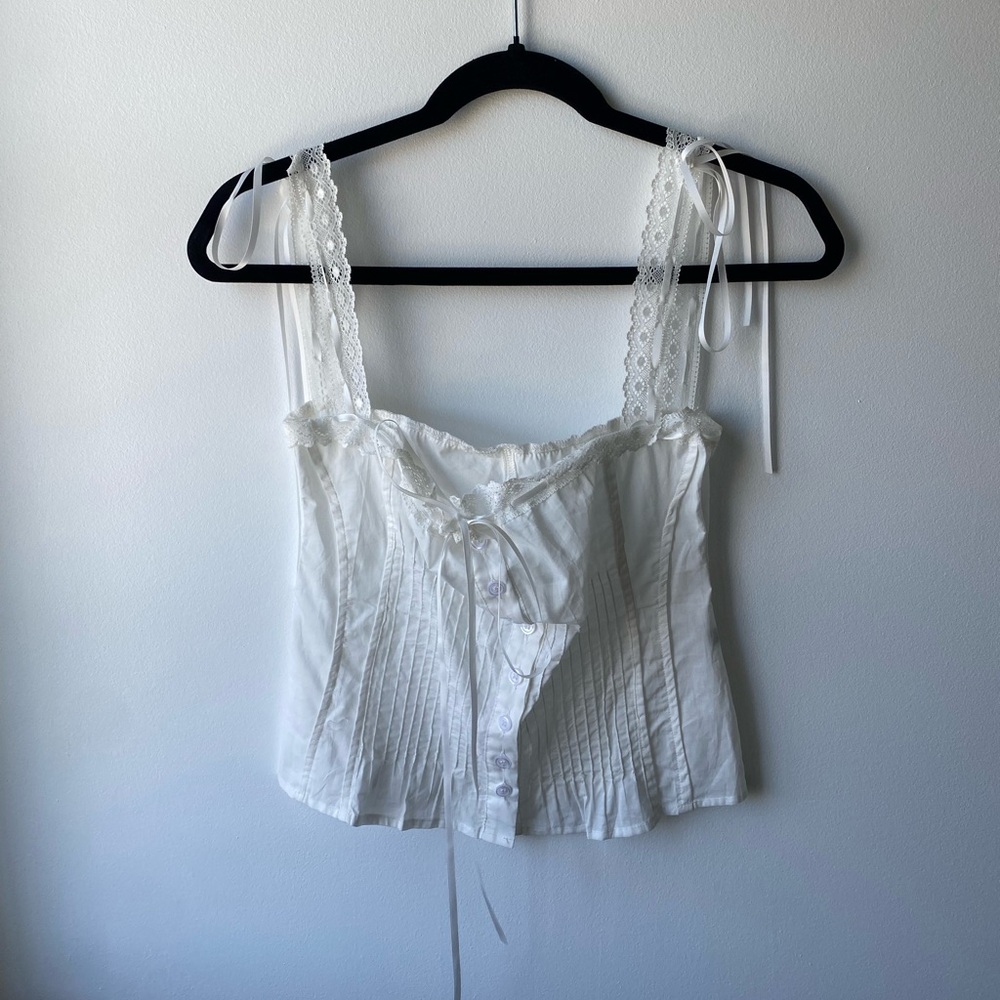 White Lace Trimmed Camisole Top